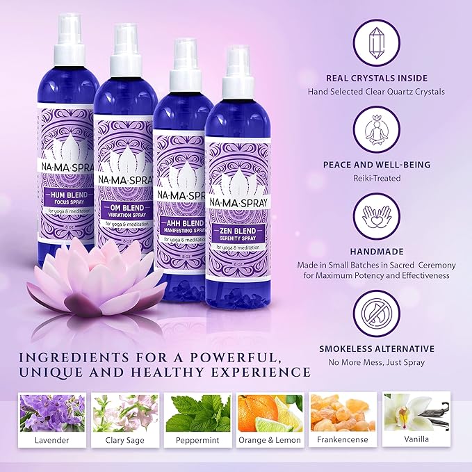 Lavender & Clary Sage Aromatherapy Spray - Pillow and Shower Aura Cleansing Mist for Energy Clearing, Manifestation, Meditation & Spiritual Protection - Relax, Balance and Positive Vibes. AHH 8oz