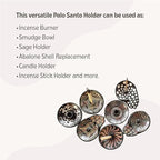 Luna Sundara Authentic Peru Pottery Palo Santo Stick Holder and Incense Holder - Handmade Ceramic Smudge Bowl for Sage - Includes 5 Palo Santo Sticks (Blue)