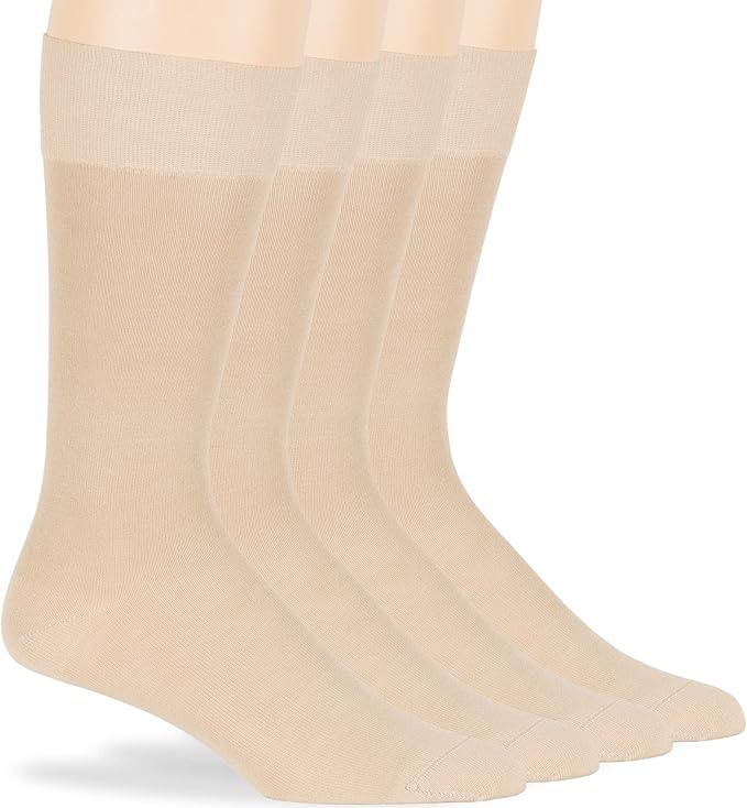 7BigStars Mens Dress Socks – 4 Pack Bamboo Crew Fit, Solid or Patterned, Thin Seamless Breathable Business