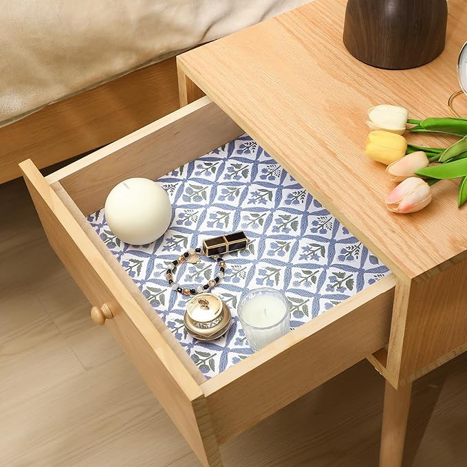 10 Sheets Drawer Liners for Dresser Scented Drawer Liners Non Adhesive Scented Paper for Fragrant Home Shelf Closet(Linen,Light Blue Pattern)