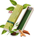 Hasegawa Hyakurakuko Premium Japanese Sandalwood Incense - Long Type, 40 Sticks with Aluminum Holder, 20-30 Min Burn Time, Made in Japan 線香 百楽香 (Green Tea)