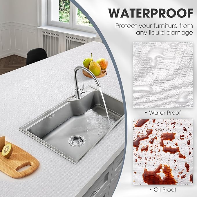 Shelf and Drawer Liner, Kitchen Cabinet Liners Non-Adhesive Non-Slip Waterproof Washable Mats, Protect Dresser Shelves, White, 12 in X 10 FT