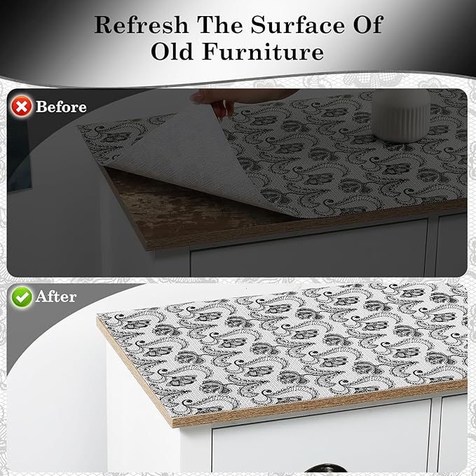 Drawer and Shelf Liner, Non-Slip Kitchen Cabinet Liners Non-Adhesive Thick Strong Grip Waterproof Washable Mats Protect Dresser Shelves Cupboard Bathroom Cabinets, Boho: Floral, 12 in X 10 FT