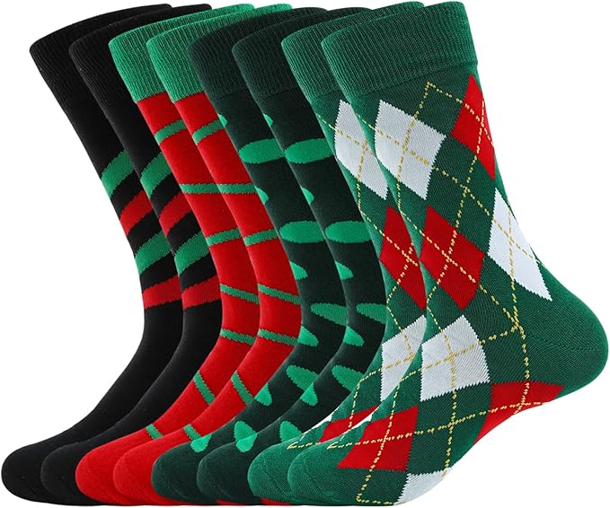 WANDER Men's Dress Socks Cotton Thin Classic Lightweight Socks 6/8 Pairs Solid & Patterned Soft Breathable Socks