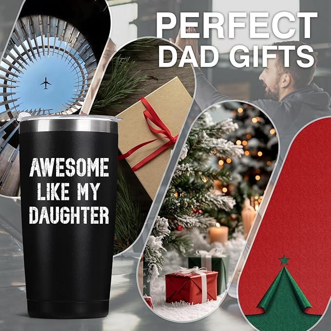 Father's Day Dad Gifts from Daughter – 20oz Navy Blue Stainless Steel Tumbler | Birthday & Christmas Gift for Bonus Dad Husband Father Coffee Mug