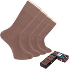 Hugh Ugoli Men's Cotton Dress Socks for Business & Trouser, Thin & Seamless Crew Socks, 4 Pairs with Gift Box, Shoe Size 8-12