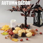 Artgar Pumpkin Decor Set, 23 PCS Fall Harvest Decorations Including Mini Pumpkins, Acorns, Pinecones, Berries, Maple Leaves for Home Table Wedding DIY Fall Halloween Thanksgiving Decor