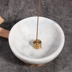 Koville Natural Marble Incense Holder, Incense Holder for Sticks with 9 Holes, Handmade Incense Burner Ash Catcher for Meditation Yoga SPA, Balsam Fir/Palo Santo/Sage/Cone (Grigio Fantasy)