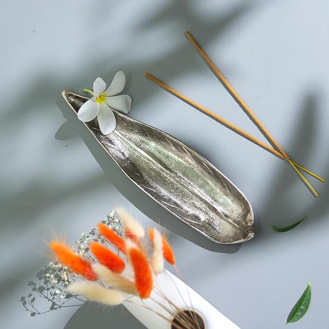 Raajsee Incense Holder Set with Nag Champa Incense, Leaf & Stick Burner, Brass Holder for Yoga, Meditation & Home Decor - Size 10x3 inches