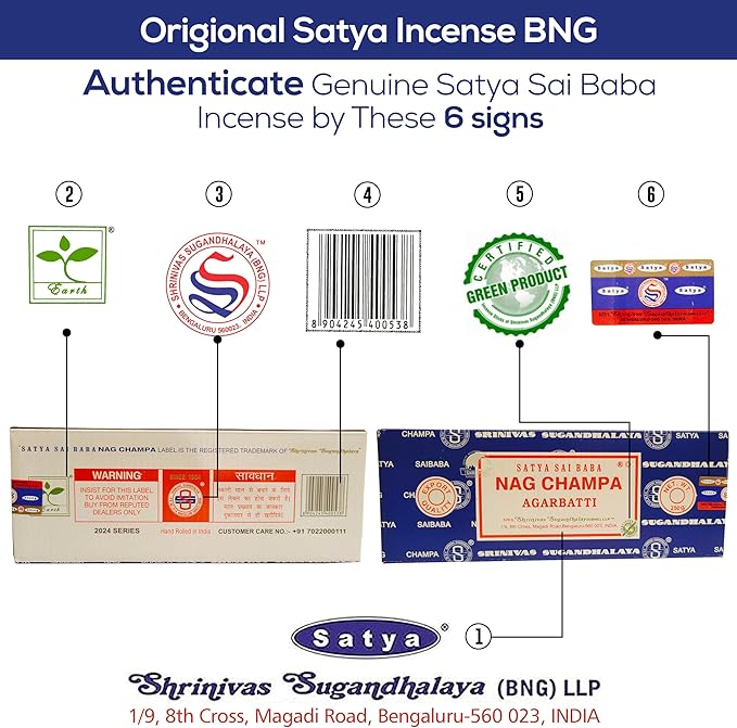 Satya Nagchampa Incense Sticks 250 gmx 2 Pack (500 GMS), Satya BNG (Bangalore) Insenses with Raajsee Incense Holder Bundle, Satya Nagchampa Natural Incense