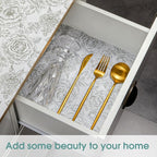 Shelf and Drawer Liner, Kitchen Cabinet Liners Non-Adhesive Thick Non-Slip Waterproof Washable Fragrant Mats Protect Dresser Shelves Cupboard Bathroom Cabinets, Black Rose, 12 in X 30 FT