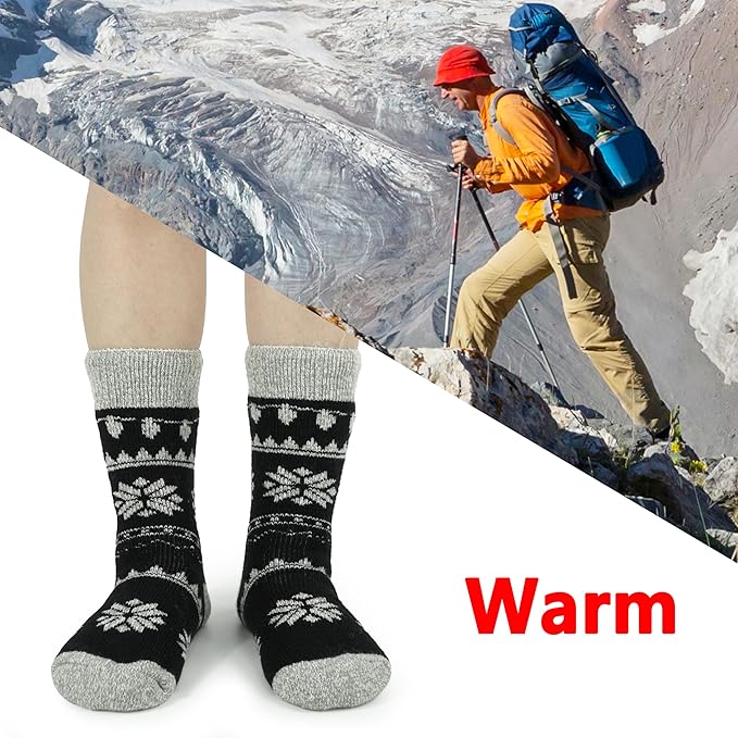 BomKinta Thermal Socks Men - Winter Warm Socks for Cold Weather Crew Socks - Cozy Soft Thick Christmas Boot Socks Size 7-11