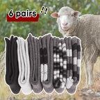 6 Pairs Merino Wool Socks for Men Thick Warm Thermal Winter Striped Dress Hiking Crew Men Socks Size 9-14