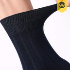 WANDER Mens Dress Socks Double Needle Rib Cotton Solid Premium Socks Lightweight Classic Business Socks 6/8 Pairs 7-12/13-15