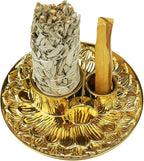 4 in 1 Incense Holder, Ceramic Incense Stick and Palo Santo Holder,Sage Holder for Burning- 5.5" Ceramic Ash Catcher Tray for Meditation and Yoga Room (Golden)