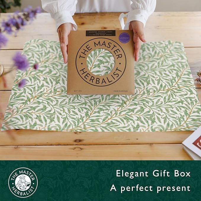 Fragrant Scented Drawer Liners in a William Morris Inspired Design | Pack of 5 Sheets | Contains Essential Oils | Made in The UK (Lavender)