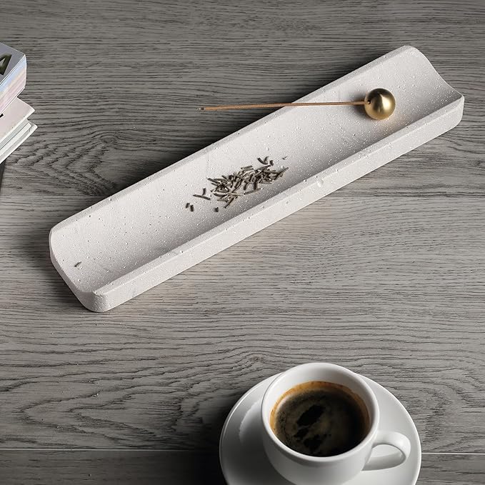 Koville Quarella Engineered Stone Incense Holder, Incense Holders for Sticks, Sturdy Incense Burner Ideal for Meditation and Relaxing, Easy to Clean(Cement Grey)