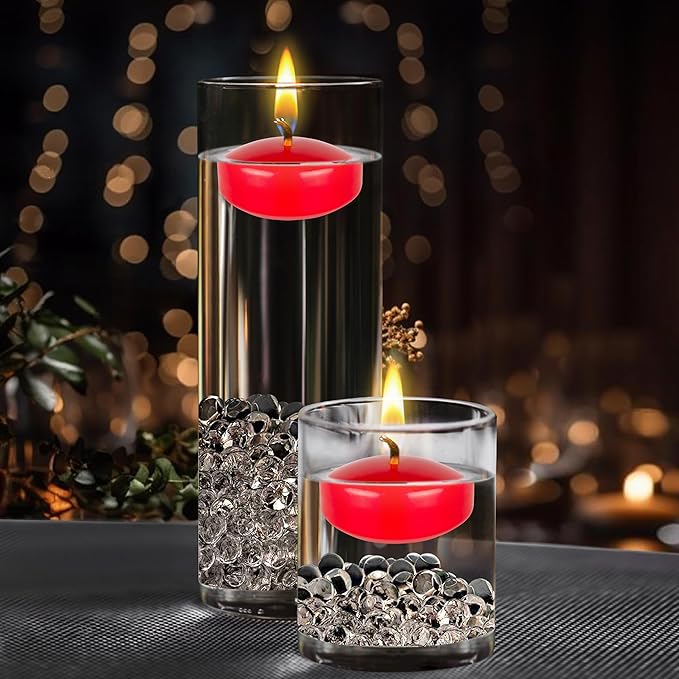 Mega Candles 4 pcs Unscented Red Floating Candles, Hand Poured Wax Candle 2 Inch Diameter, Home Décor, Wedding Receptions, Centerpieces, Occasions, Events, Festivities, Meditations, Spas