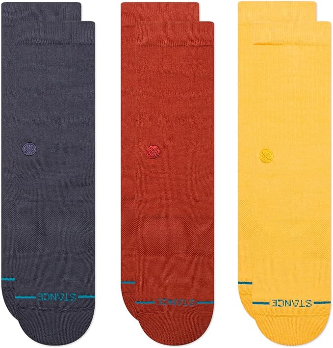 Stance Icon Classic Casual Crew Socks 3-Pack, Cotton Blend and Cushioning Arch Support