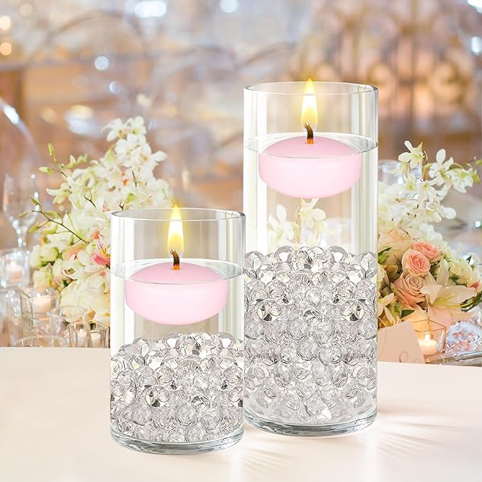 Mega Candles 4 pcs Unscented Pink Floating Candles, Hand Poured Wax Candle 2 Inch Diameter, Home Décor, Wedding Receptions, Centerpieces, Occasions, Events, Festivities, Meditations, Spas