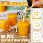 36 Pcs Beeswax Votive Candles Unscented Pure Beeswax Votive Candles Bulk Naturally Colored Bees Wax Candle for Home Room Party Wedding Spa Gift, 15 Hours Burn Time Each