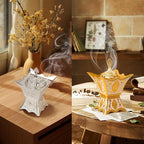 Bakhoor Incense Burner, Charcoal Incense Burner - for Yoga, Spa Aromatherapy, Office & Home Decor, Trophy Shape (Silver)