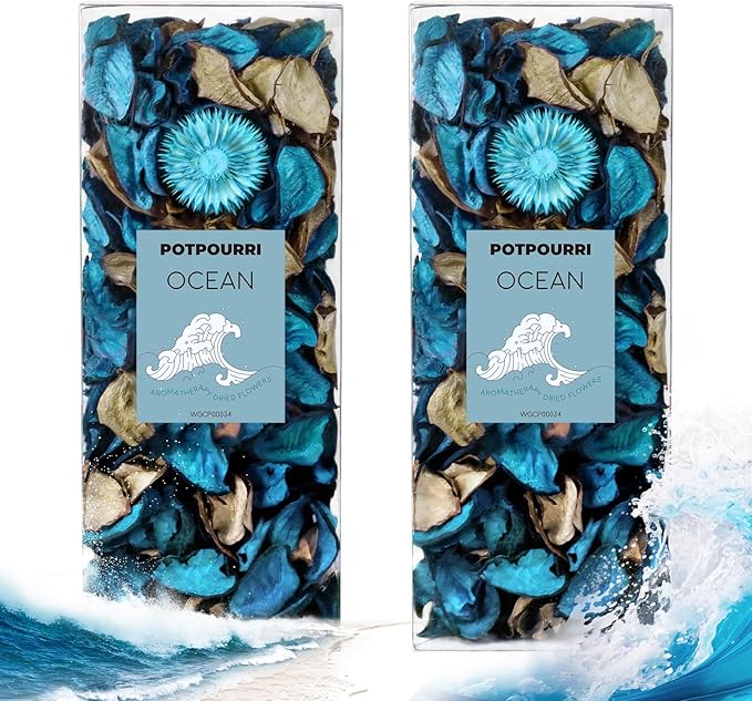 SCENTORINI Potpourri Bags, Potpourri Bowl Filler, Blue Vase Filler, 10.44 oz Ocean Scented Bowl Fillers for Home Decor, Coastal Bathroom Beach Decor