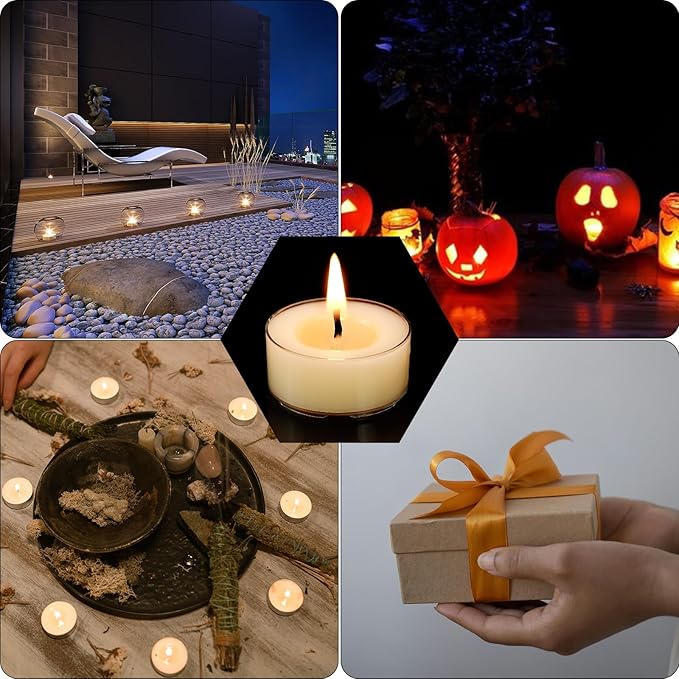 32 Count Pure Beeswax Tealight Candles Bulk - 4 Hour Clean Burning, Smokeless Candles for Birthday Party,Wedding,Spa (Ivory)