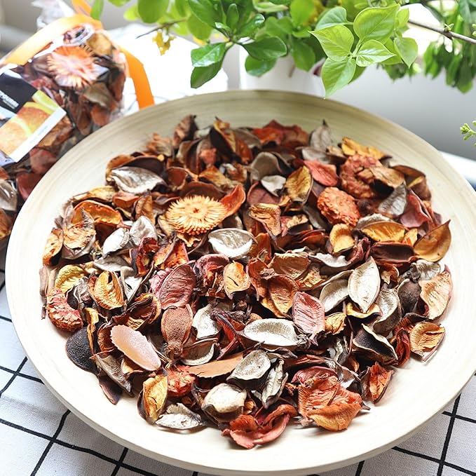 Qingbei Rina Fall Potpourri Bags,Orange Scented Potpourri Dried Flowers, Autumn Decorative Bowl Vase Filler,Home Fragrance,Harvest Farmhouse Bathroom Decor,8.4oz(Citrus)
