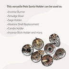 Luna Sundara Authentic Peru Pottery Palo Santo Stick Holder and Incense Holder Includes 5 Palo Santo Sticks Handmade Ceramic Smudge Bowl Sage Holder Palo Santo Holder (Black and White)