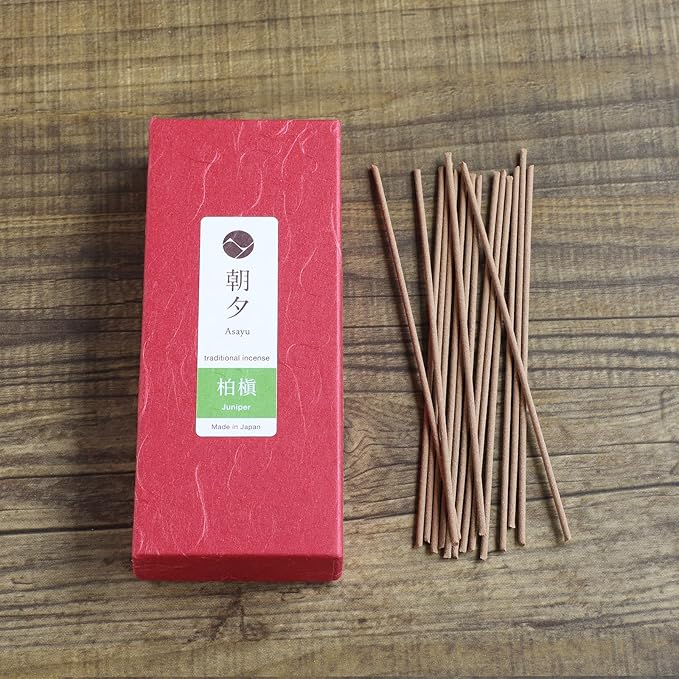 Asayu Japan Incense Sticks Juniper Scent (40gr) for Evening Meditation, Relax or Yoga, Made in Japan Traditional Smoke Type Incense