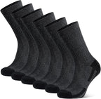 Men's Cotton Crew Work Socks, 3 Pairs Cushioned Moisture-Wicking Athletic Socks for Hiking Sports Running