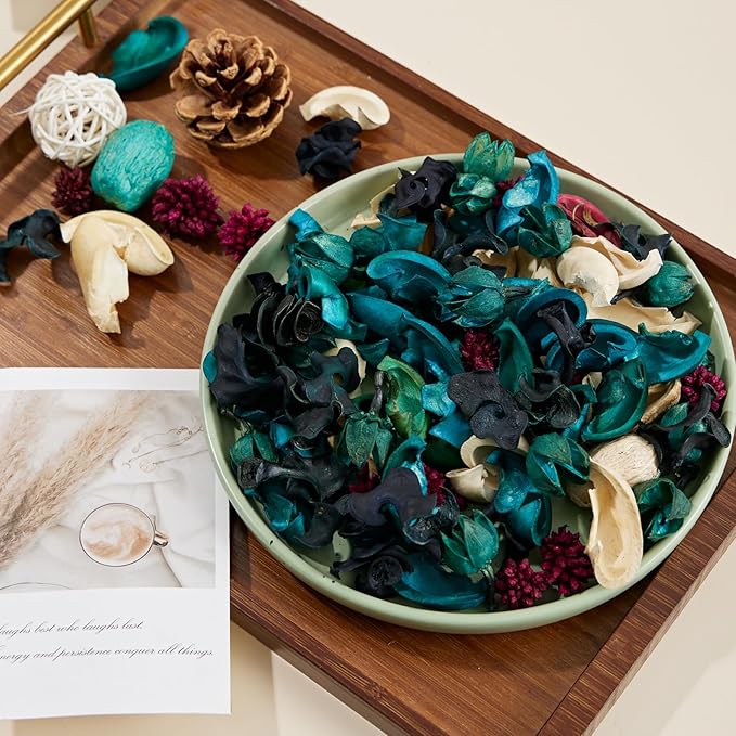 Coastal Potpourri, Blue Potpourri Dried Flower, Long-Lasting Bowl & Vase Filler Decor, Home Fragrance Sachet for Bathroom Living Room Bedroom Office (Blue)