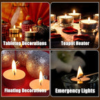 100 Pack Tealight Candles Bulk, 4 Hours Long Burning Tea Lights, White TeaLight Candles, Unscented Smokeless Tea Light Candle for Home Shabbat Weddings Party