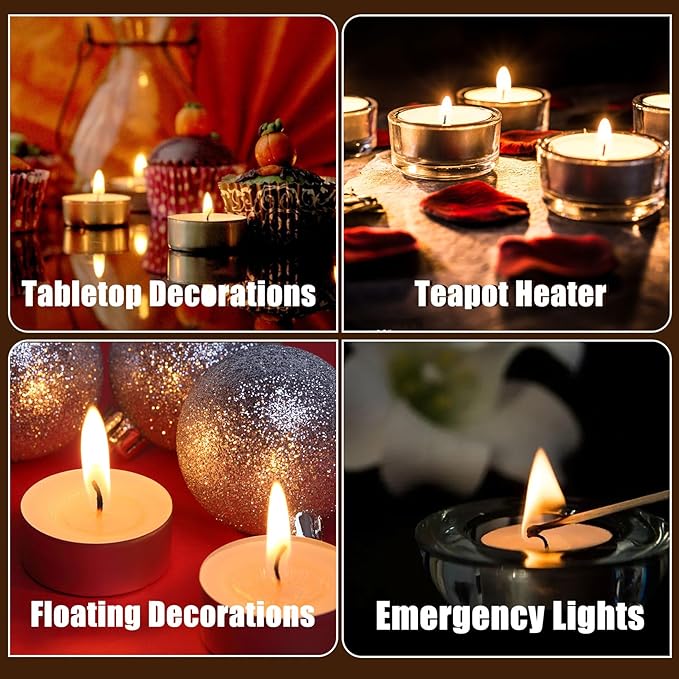 100 Pack Tealight Candles Bulk, 4 Hours Long Burning Tea Lights, White TeaLight Candles, Unscented Smokeless Tea Light Candle for Home Shabbat Weddings Party