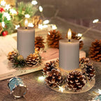 Mirror Surface Votive Candles Battery Operated with Remote Timer, 6pcs Real Wax LED Votive Candle Realistic Flickering for Wreaths Memorial Lantern Φ 2" H 4.5” Gray Flameless