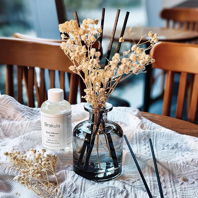 Brakula Reed Diffuser Set, 6.09 fl oz (180 ml)- Eucalyptus & Wild Mint with 8 Reed Sticks, Home Fragrance Reed Diffuser for Bathroom Shelf Decor