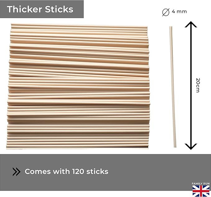 Ziffs Home® 120pcs Natural Fibre Reed Diffuser Sticks - 20cm/7.87in x 4mm/0.16in - Thick Diffuser Reeds Sticks - Diffuser Sticks for Diffuser Oils Fragrance Refill - Fibre Reeds for Diffusers