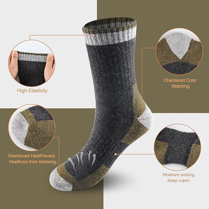 Wool Socks Mens - Extra Thick Winter Warm Merino Thermal Socks for Men