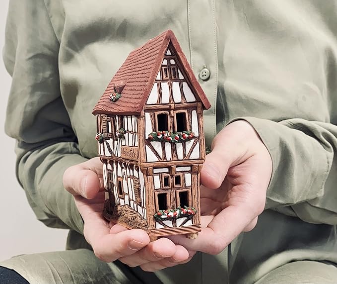 Ceramic Houses Collection - Handmade Miniature of Historic Winery in Bernkastel-Kues, Germany - Candle, Cone Incense Holder R255