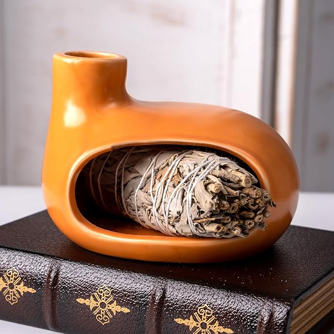 Ceramic Palo Santo Holder - Handcrafted Ash Catcher for Palo Santo Sticks and Sage - Unique Design for Meditation and Home Décor - Incense Burner