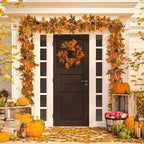 Artgar Fall Maple Leaf Garland, 6 Ft Fall Decor Garland with Pine Cones Berries, Harvest Decor Garlands with 30 Warm Lights for Fall Home Thanksgiving Fireplace Table Indoor Outdoor Porch Decor