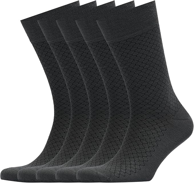 VRD Men’s Dress Socks, Bamboo 5-Pack Mens Socks, Mid Calf Length, Crew Socks Gift for Men Shoe Size 8-13