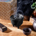 Cast Iron Incense Burner - 4 in 1 Incense Holder Burner Set, Three-Legged Incense Ash Catcher with Lid for Rituals, Decoration, Etc（Large）