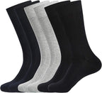 WANDER Mens Dress Socks Double Needle Rib Cotton Solid Premium Socks Lightweight Classic Business Socks 6/8 Pairs 7-12/13-15