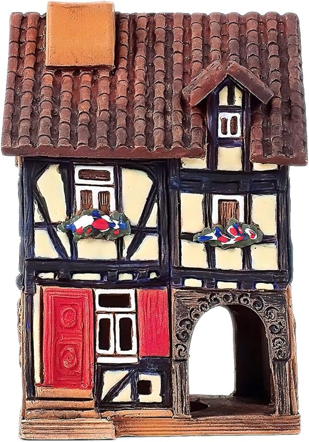 Ceramic Houses Collection - Collectible Miniature of Historic House in Lauterbach Germany - Cone Incense Holder Room Decor - Ceramic Incense Burner S19-2
