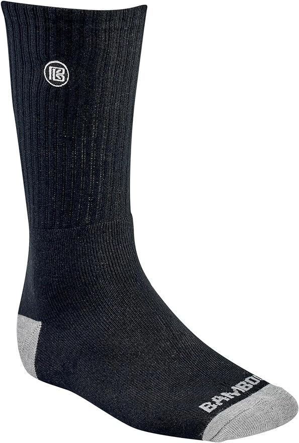 Bamboo Sports Premium Bamboo Crew Work Socks- Moisture Wicking, Odor Eliminating