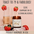 79th Birthday Gifts for Women - 'Limited Edition 1946' Soy Candle, w/Champagne on Ice I 79 Birthday Gifts for Women I 79th Birthday Gift for Her Ideas I 9oz Reusable Jar, 50Hr Burn, Made in USA
