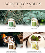 AOOVOO Winter Candles Set for Women - 4 Pack Candles for Home Scented, Aromatherapy Candle with Crystals, 28 oz 200 Hour Long Lasting Candle, Winter Fragrance of Cedar, Fir, Hot Cocoa, Vanilla Cake