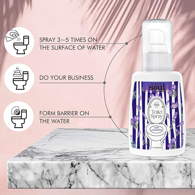 Toilet Spray 2Oz, Lavender Scent, Bathroom Deodorizer, Travel Size Air Fresheners, 2 Pack